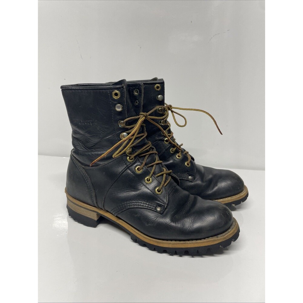 Georgia Boot 14125 Vibram Logger Work Boots Black Leather Women Sz 10 Preowned